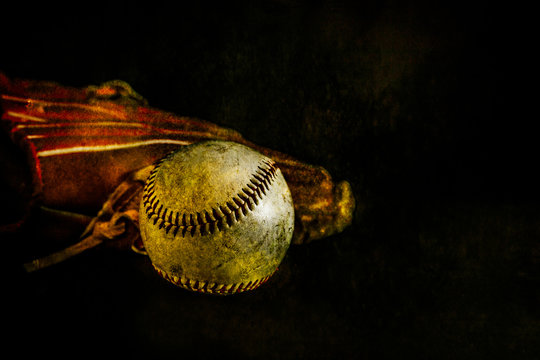 Baseball and Glove Rustic