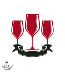 Bright classic vector goblets set with creative red ribbon, part