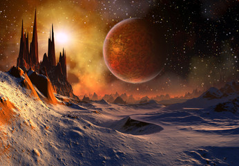 Obrazy na Szkle  Alien Planet - grafika komputerowa renderowana 3D