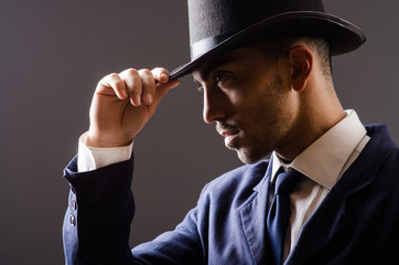 Man with hat in vintage concept