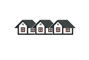 Simple cottages illustration, country houses, for use in graphic