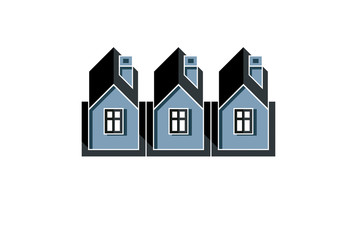 Simple cottages vector illustration, country houses, for use in