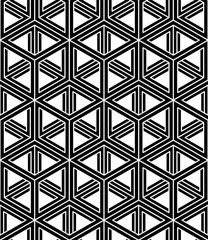 Monochrome abstract interweave geometric seamless pattern. Vecto