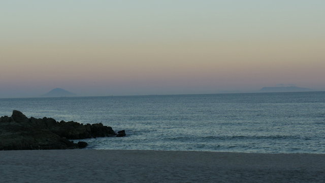 Sunset over Ohama beach in Shimoda.
