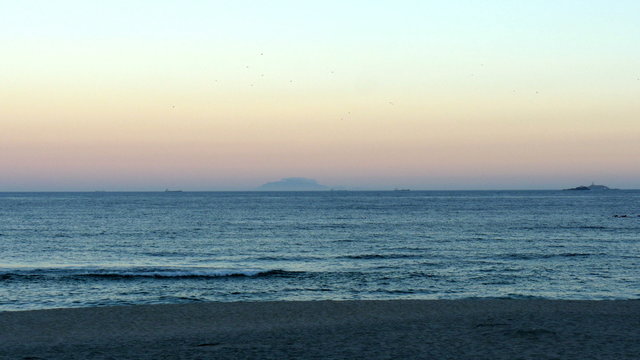 Sunset over Ohama beach in Shimoda.