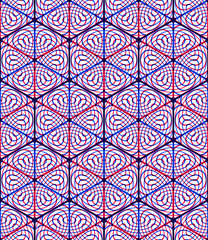 Endless colorful symmetric pattern, graphic design. Geometric in