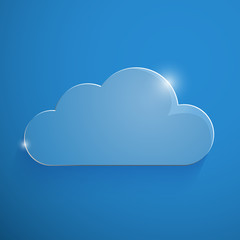 Blue eco glossy glass cloud icon vector illustration