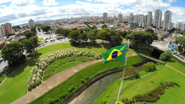 Amazing brazilian flag in Ipiranga, Sao Paulo Brazil