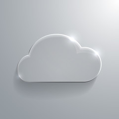 Gray eco glossy glass cloud icon vector illustration