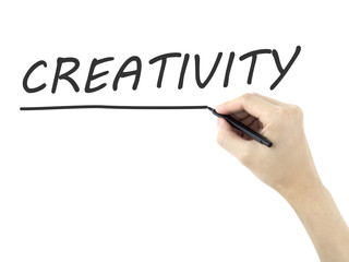 creativity word written by man's hand