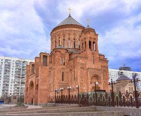 Fototapeta na wymiar Cathedral Armenian church Surb Khach, Moscow, Russia.