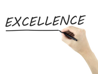 excellence word written by man's hand