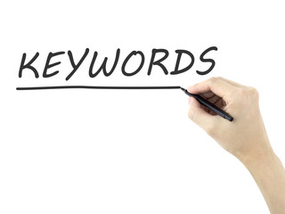 keywords word written by man's hand