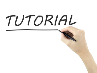 tutorial word written by man's hand
