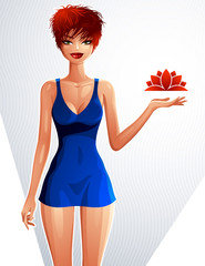 Illustration of young woman. Beautiful girl 