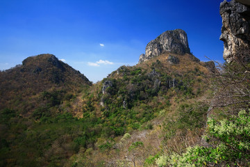 Rock mountain cliff and blue sky