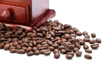 Fresh Coffee Bean And Coffee Bean Grinder Closeup