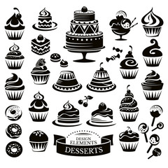 Set of desserts design elements