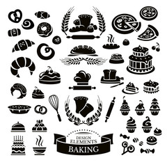 Set of bakery design elements and icons