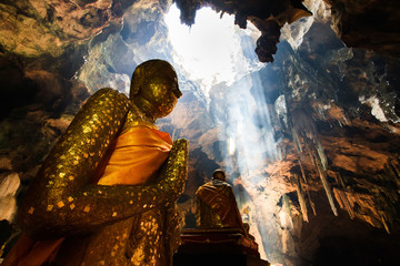 Buddha statue in the cave.