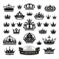 Set of various crowns isolated on white © selenamay