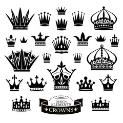 Set of various crowns isolated on white © selenamay
