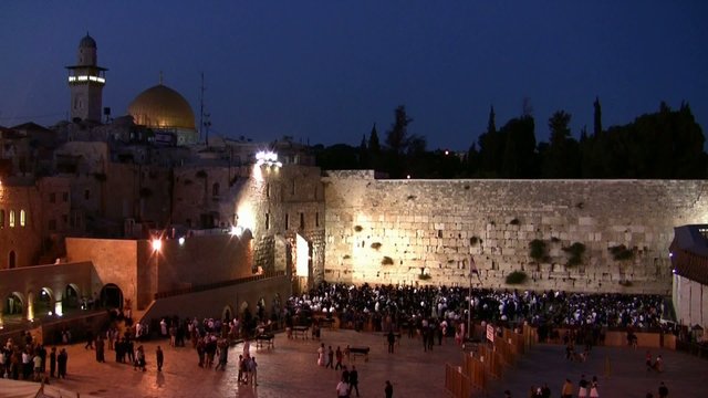 Western Wall and Dome of the Rock sunset 