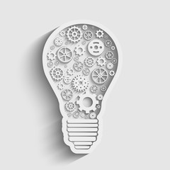 Light paper bulb with gears vector illustration