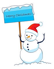 Snowman with sign board