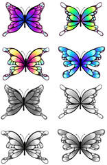 Fototapeta na wymiar Highly detail illustration of silhouette butterflies set, create
