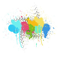 Colorful Paint Drops Halftone Background
