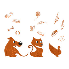 dog, cat and bird set