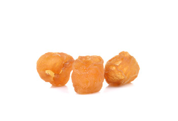 Dried longan on a  white background