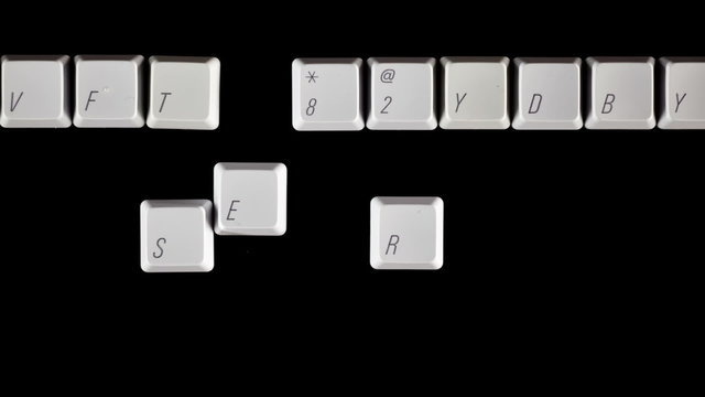 Stop Motion Computer keys forming word search/ studio shot
