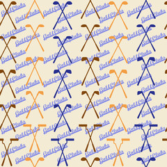 Golf sport clubs seamless texture in vintage style.  Driver