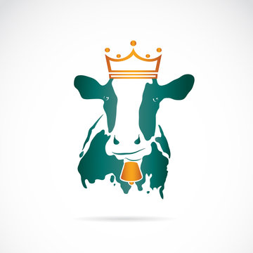 Vector image of cow wearing a crown on white background