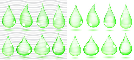 Transparent and opaque green drops