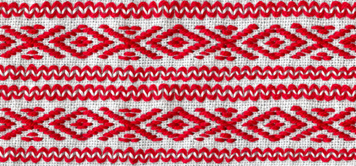 Ukrainian national embroidery red thread