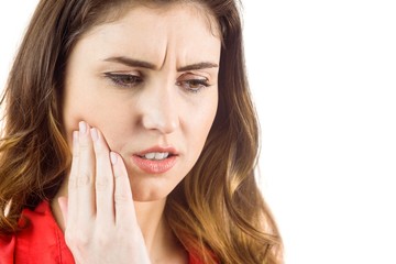 Fototapeta premium Pretty brunette with a toothache