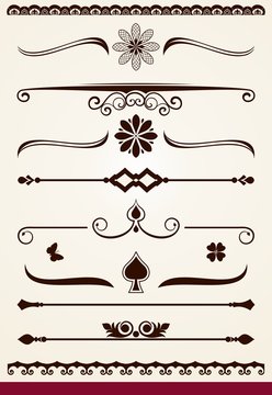 Horizontal page and test dividers, borders and design elements