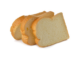 stack of sliced American white bread on white background
