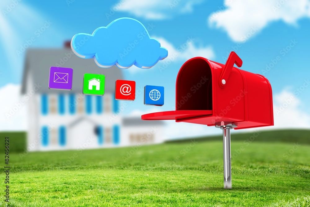 Poster composite image of red email postbox
