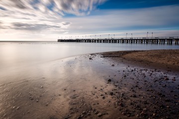 Beautiful pier in Gdynia, poland. Long exposure photo.