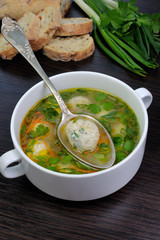 Chicken soup with meatballs
