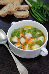 Chicken soup with meatballs