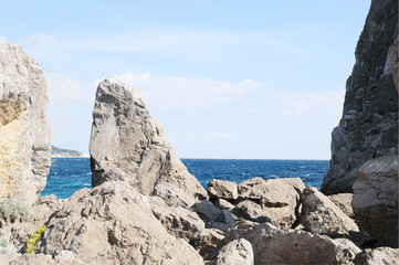 Fototapeta na wymiar Fragments of rock Monk, Simeiz, Crimea.