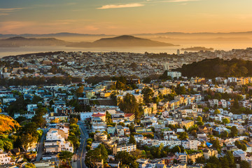 Morning view from Twin Peaks, in San Francisco, California.