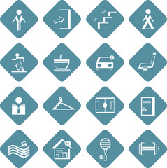 set of flat information symbols of sport center