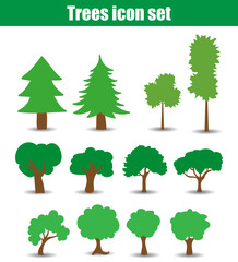Trees icons flat vector illustration