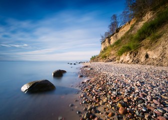 Beautiful Baltic sea shore with big cliff in Gdynia Orlowo